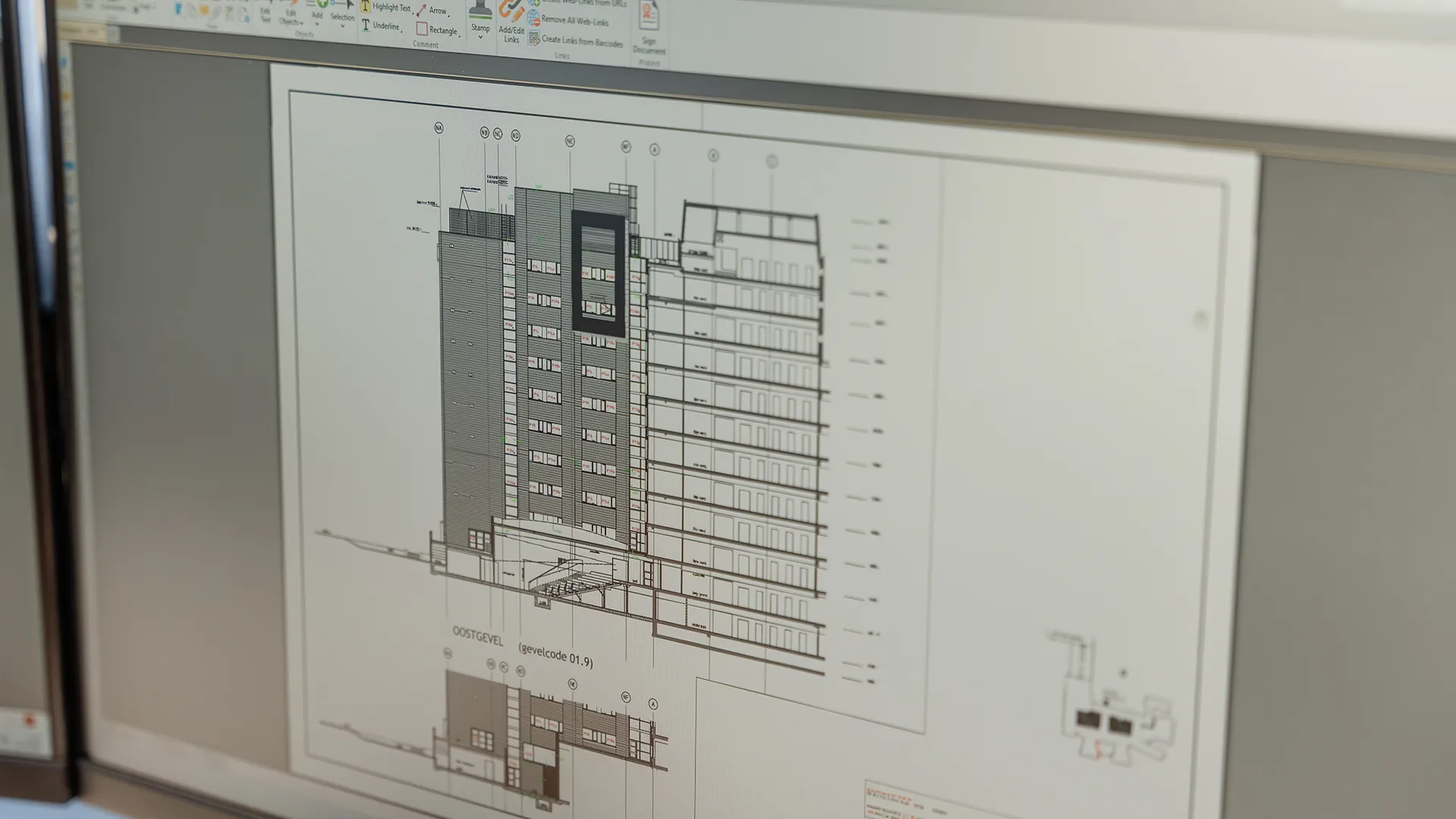 technische tekening kantoorpand